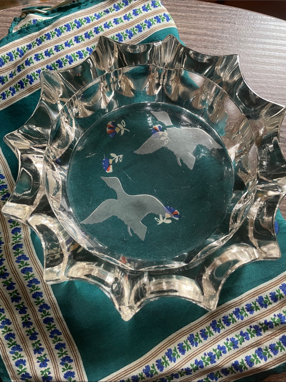 Clear Glass Decorative Bowl - Duck Motif